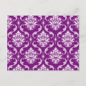 Girly Paars Damask Pattern Briefkaart (Voorkant)