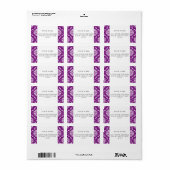 Girly Paars Damask Pattern Etiket (Full Sheet)