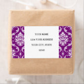 Girly Paars Damask Pattern Etiket (Insitu)