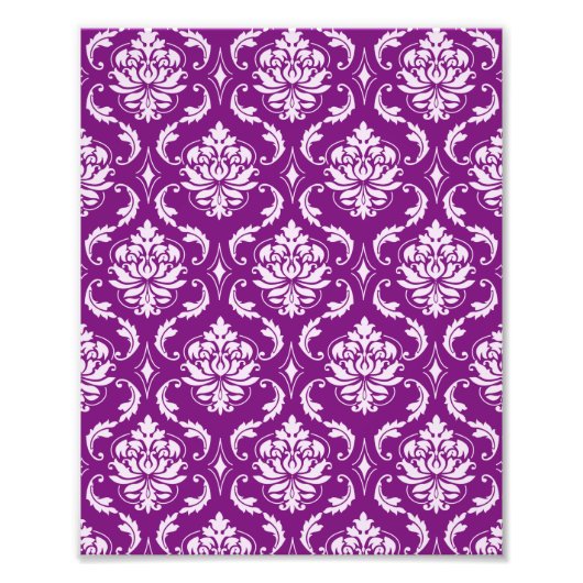 Girly Paars Damask Pattern Foto Afdruk (Voorkant)