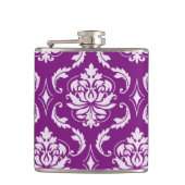 Girly Paars Damask Pattern Heupfles (Voorkant)