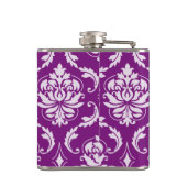 Girly Paars Damask Pattern Heupfles (Achterkant)