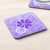 Girly Paars Floral Retro Flowers Onderzetter (Linkerzijde)