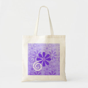 Girly Paars Floral Retro Flowers Tote Bag