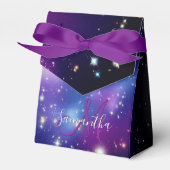 Girly Paars Galaxy Celestial Monogram Bedankdoosjes (Voorkant Zijde)