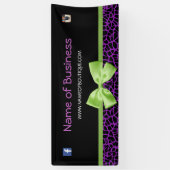 Girly Paars Giraffe Print Cute Green Ribbon 6 ft Spandoek (Verticaal)