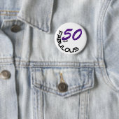 Girly Paars Glitter 50 Fabulous Birthday Ronde Button 5,7 Cm (In situ)