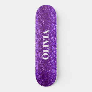 Girly Paars Glitter Glam Bling Modern Persoonlijk Skateboard