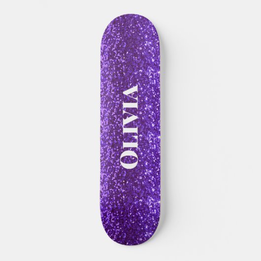Girly Paars Glitter Glam Bling Modern Persoonlijk Skateboard (Voorkant)