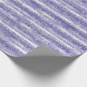 Girly Paars Glitter Glam Stripes Cadeaupapier (Hoek)