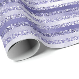 Girly Paars Glitter Glam Stripes Cadeaupapier