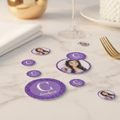 Girly Paars Glitter Monogram Foto Confetti