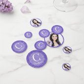 Girly Paars Glitter Monogram Foto Confetti