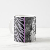Girly Paars Glitter Zebra Animal Print Patroon Koffiemok (Voorkant links)