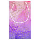 Girly Paars Gold Hearts Small Gift Bag Klein Cadeauzakje (Achterkant)