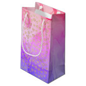 Girly Paars Gold Hearts Small Gift Bag Klein Cadeauzakje (Achterkant Gekanteld)