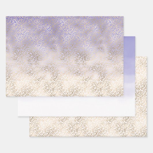 Girly Paars Gold Ombre Leopard Print Inpakpapier Vel (Set)