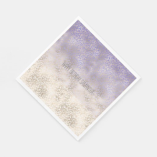 Girly Paars Gold Ombre Leopard Print Servet (Hoek)