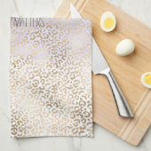 Girly Paars Gold Ombre Leopard Print Theedoek (Quarter Fold)