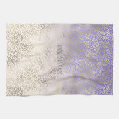Girly Paars Gold Ombre Leopard Print Theedoek (Horizontaal)