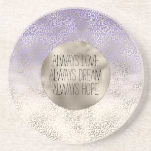 Girly Paars Gold Ombre Leopard Print Zandsteen Onderzetter