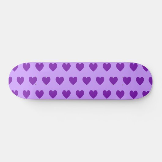 Girly Paars Hearts Pattern Persoonlijk Skateboard (Horizontaal)