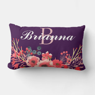 Girly Paars Jewel Tone Waterverf Flowers Kussen