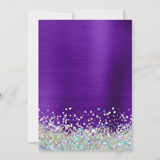 Girly Paars Ombre Holo Glitter 30th Birthday Kaart (Achterkant)