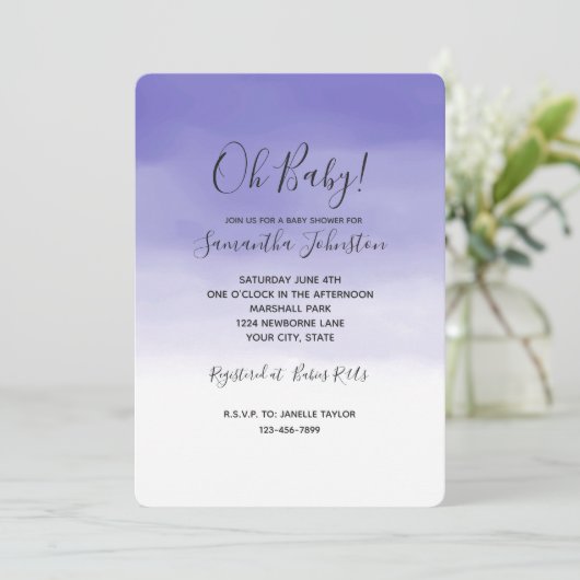 Girly Paars Ombre Kaart (Staand voorkant)