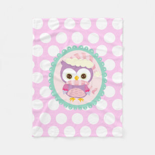 Girly Paars Owl Winter Light Paarse Polka Dots Fleece Deken