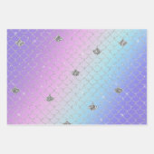 Girly Paars Pink Aqua Silver Mermaid Glitter Inpakpapier Vel (Voorkant)