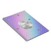 Girly Paars Pink Aqua Silver Mermaid Glitter Notitieboek (Rechterzijde)