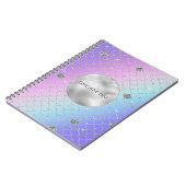 Girly Paars Pink Aqua Silver Mermaid Glitter Notitieboek (Linkerzijde)