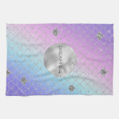 Girly Paars Pink Aqua Silver Mermaid Glitter Theedoek (Horizontaal)