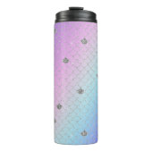 Girly Paars Pink Aqua Silver Mermaid Glitter Thermosbeker (Voorkant)