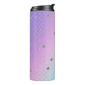 Girly Paars Pink Aqua Silver Mermaid Glitter Thermosbeker (Gedraaid links)