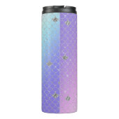 Girly Paars Pink Aqua Silver Mermaid Glitter Thermosbeker (Achterkant)