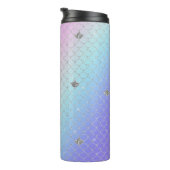 Girly Paars Pink Aqua Silver Mermaid Glitter Thermosbeker (Geroteerd rechts)