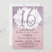 Girly Paars Pink Faux Glitter Ombre Sweet Sixteen Kaart (Voorkant)