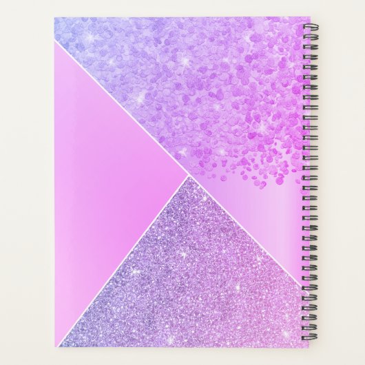 Girly Paars Pink Glitter Chic Monogram 2022 Planner (Achterkant)