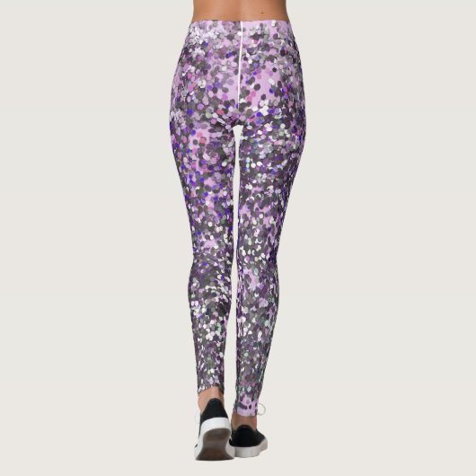 Girly Paars Silver Glitter Sequin Confetti Leggings (Achterkant)
