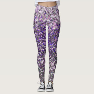 Girly Paars Silver Glitter Sequin Confetti Leggings