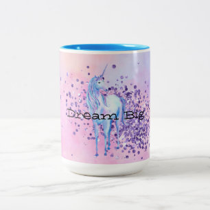 Girly Paars Sparkle Unicorn Tweekleurige Koffiemok