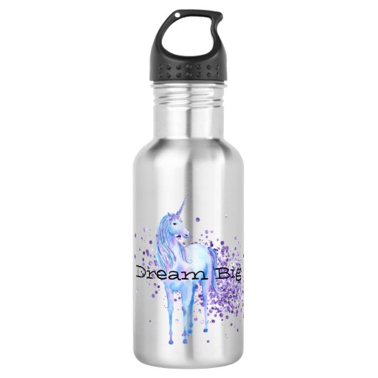 Girly Paars Sparkle Unicorn Waterfles (Voorkant)