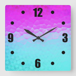 Girly Paars Turquoise Ombre Mosaic Bokeh Pattern Vierkante Klok