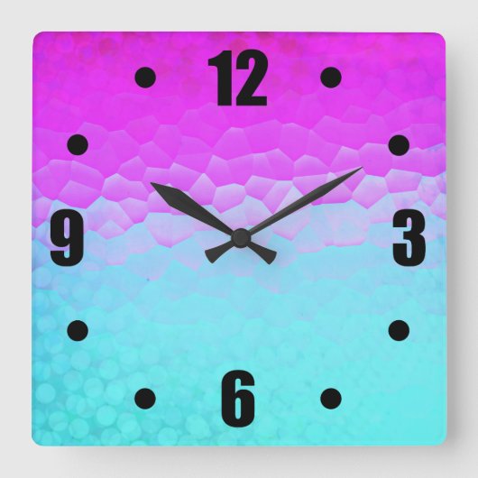 Girly Paars Turquoise Ombre Mosaic Bokeh Pattern Vierkante Klok (Voorkant)