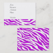 Girly Paars White Zebra Stripes Wild Animal Print Visitekaartje (Voorkant / Achterkant)