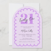 Girly Paarse 21e eenvoudige Wavy Verjaardagsfeestb Kaart (Voorkant)