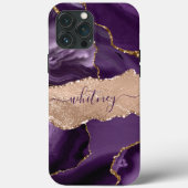 Girly Paarse Agaat Stone Roos Goud Stijlvol Case-Mate iPhone Case (Achterkant)