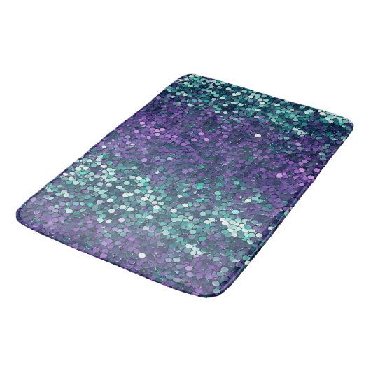 Girly Paarse Aqua Zeemeermin Sparkle Badmat (Gekanteld)